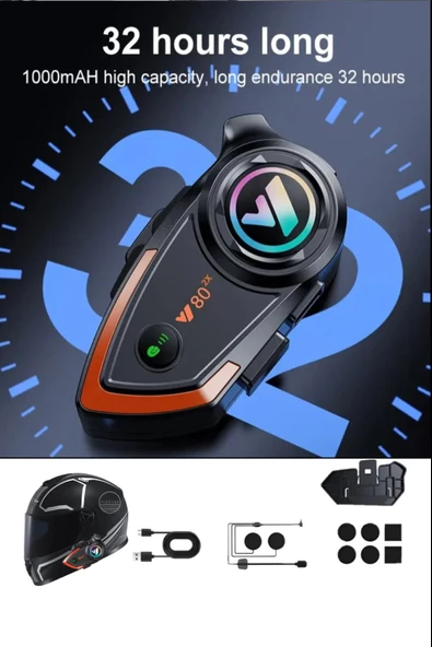 2X Kask Intercom Kulaklık Y80 2X Su Geçirmez 500 Mt Bluetooth Motosiklet Intercom Kulaklık - 4