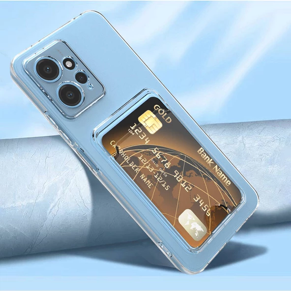 Xiaomi Redmi Note 12 5G Kılıf Kartlıklı Şeffaf Zore Setra Clear Silikon Kapak - Resim 3