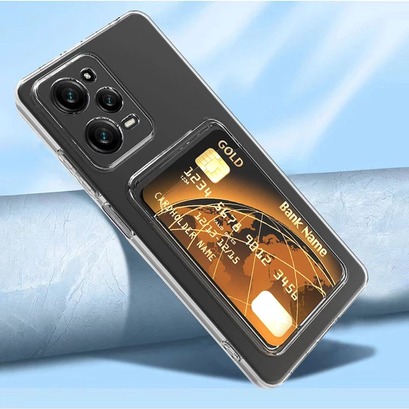 Xiaomi Redmi Note 12 Pro 5G Kılıf Kartlıklı Şeffaf Zore Setra Clear Silikon Kapak - Resim 3