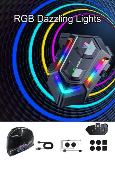 2 Eşleşmeli Kask Intercom Kulaklık Y20 Max 2x Su Geçirmez Bluetooth 5.3 Motosiklet Kulaklık - 5