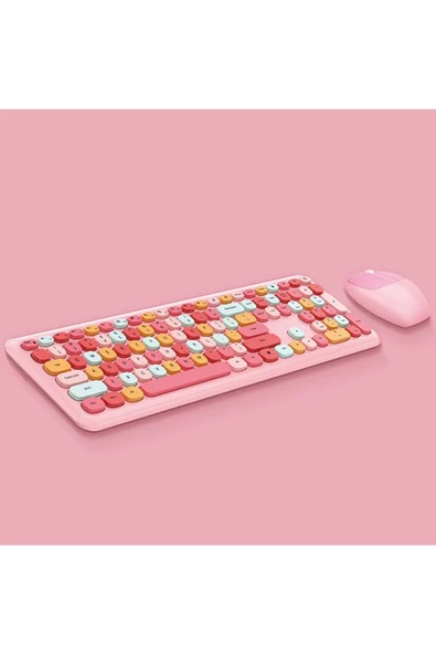 "Renkli ve Şık Tasarımlı Kablosuz Klavye & Mouse Set - Laptop ve PC Uyumlu, Uzun Pil Ömrü, Ergonomik Kullanım, Sessiz Tuşlar" - 3