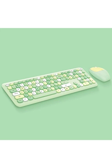 "Renkli ve Şık Tasarımlı Kablosuz Klavye & Mouse Set - Laptop ve PC Uyumlu, Uzun Pil Ömrü, Ergonomik Kullanım, Sessiz Tuşlar" - 8
