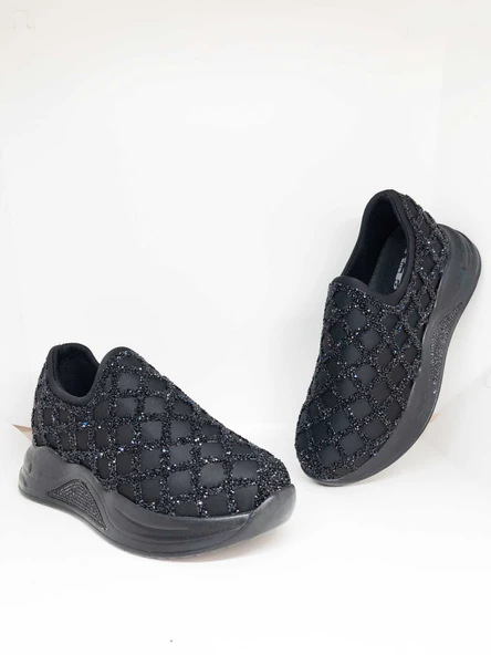 Kadın Siyah Taşlı Özel Sneaker Ayakkabı - 4
