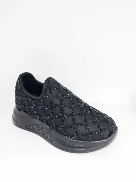 Kadın Siyah Taşlı Özel Sneaker Ayakkabı - 3