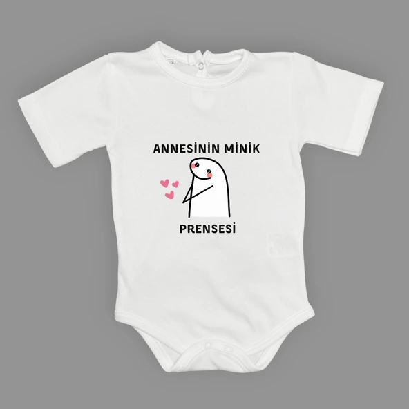 Annesinin Minik Prensesi kalpli Baskılı Bebek Body Zıbın Çıtçıtlı Badi - Resim 16