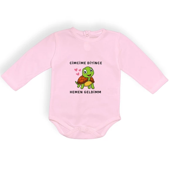 Cimcime Diyince Hemen geldimm Baskılı Bebek Body Zıbın Çıtçıtlı Badi - Resim 7