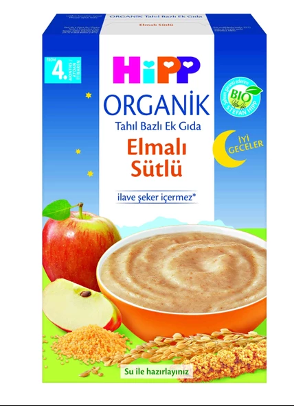 Hipp Organik İyi Geceler Elmalı Sütlü Tahıl Bazlı Ek Gıda 250 Gr