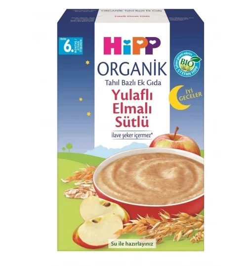 Hipp Organik İyi Geceler Sütlü Yulaflı Elmalı Tahıl Bazlı Ek Gıda 250 Gr