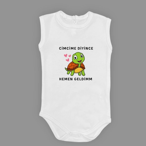 Cimcime Diyince Hemen geldimm Baskılı Bebek Body Zıbın Çıtçıtlı Badi - Resim 2