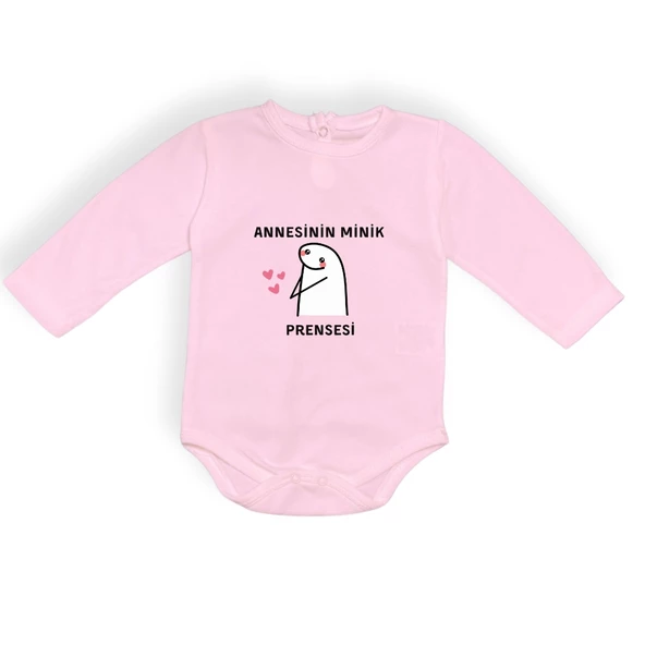 Annesinin Minik Prensesi kalpli Baskılı Bebek Body Zıbın Çıtçıtlı Badi - Resim 8