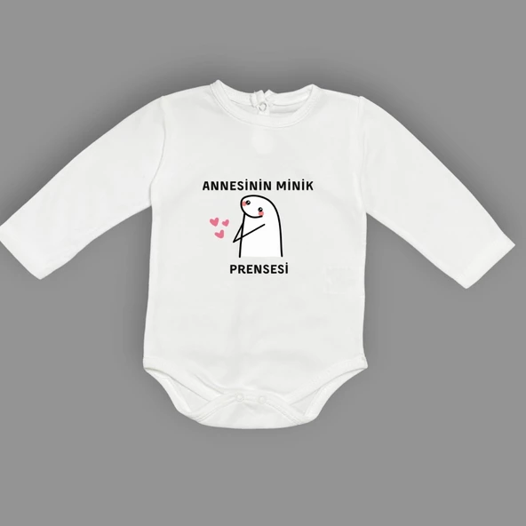 Annesinin Minik Prensesi kalpli Baskılı Bebek Body Zıbın Çıtçıtlı Badi - Resim 14