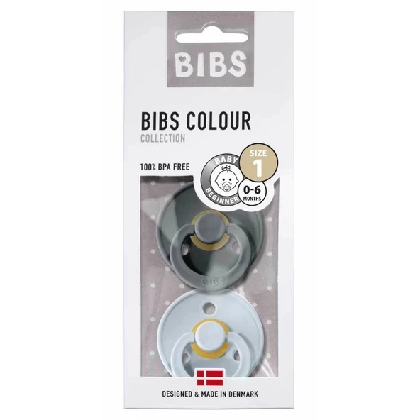 Bibs Colour Kauçuk Emzik 2li 0-6 Ay Iron / Baby Blue - 2