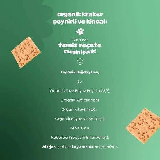 Humm Organik Peynirli Kinoalı Kraker 60 Gr - 4