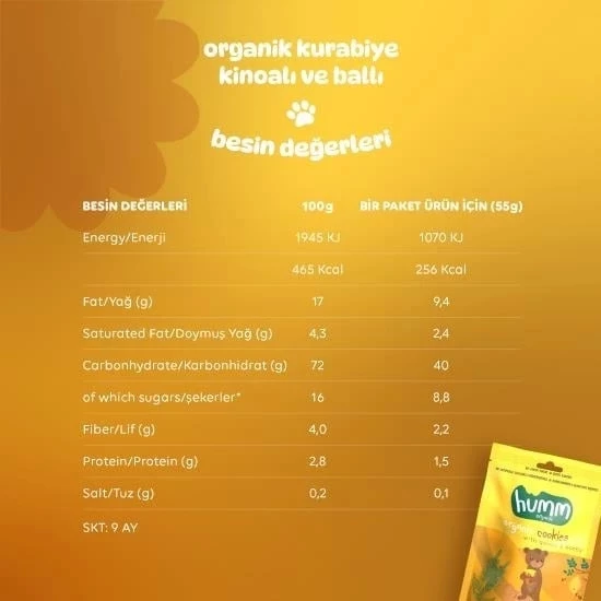Humm Organik Ballı ve Kinoalı Kurabiye 55 Gr - 5
