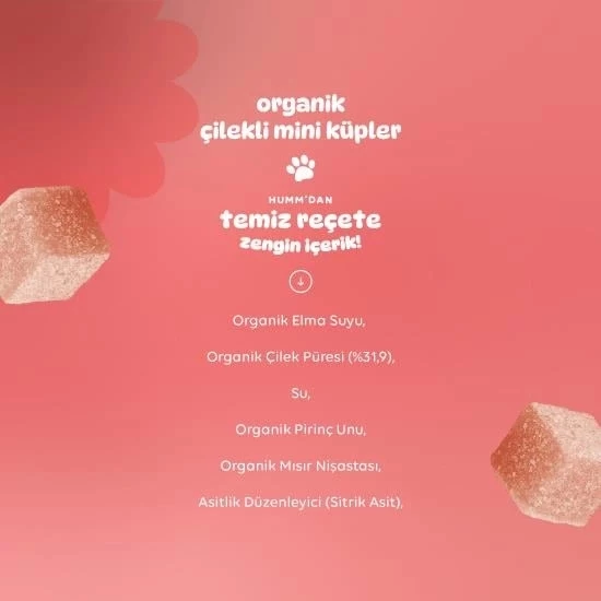 Humm Organik Çilekli Glutensiz Vegan Mini Küpler 30 Gr - 4