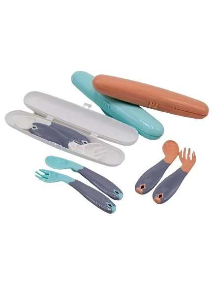BabyJem Açılı Mama Kaşık Çatal Takımı 703 Gül Kurusu - 2