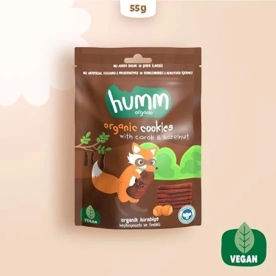 Humm Organik Keçiboynuzlu ve Fındıklı Vegan Kurabiye 55 Gr