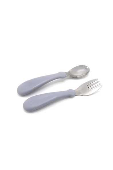 BabyJem Paslanmaz Çelik Çatal Kaşık Seti 522 Gri - 3
