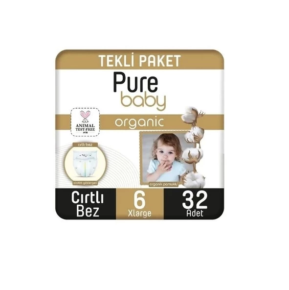 Sleepy Pure Baby Organik Bebek Bezi 2li Jumbo 6 Beden 15-27 Kg 32 Adet