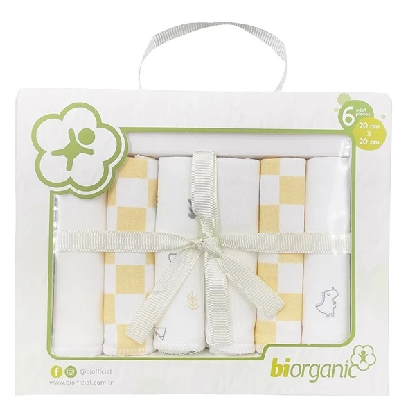 Bibaby Biorganik Desenli 6lı Penye Mendil 57759 Sarı