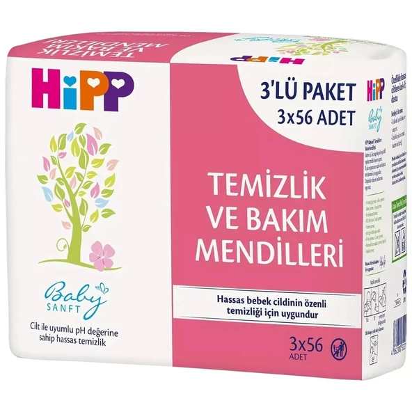 Hipp Temizlik ve Bakım Mendili 3lü 168 Yaprak