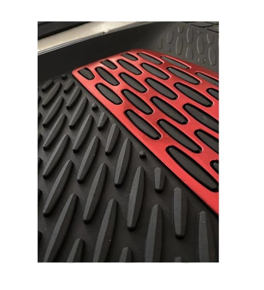 Audi A5 2009-2016 Sportback Uyumlu Ekstra Kanallı Havuzlu Paspas Seti Krom Kırmızı 4D - Resim 2