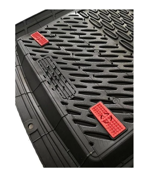 Skoda Fabia 1999-2007 Uyumlu Ekstra Kanallı Havuzlu Paspas Seti Krom Kırmızı 4D - Resim 3