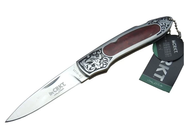 CRKT CR 0128 RD Kamp Çakı 18 cm - Metal Desenli Sap, Kılıflı, Kutulu