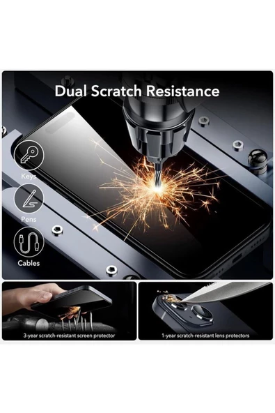iPhone 16 Pro Max Uyumlu Elektriklenme Önleyici Anti-Static Tam Kaplayan Temperli Cam Ekran Koruyucu - Resim 4