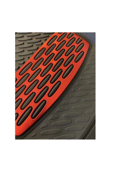 Honda CR-X Uyumlu Ekstra Kanallı Havuzlu Paspas Seti Krom Kırmızı 4D - Resim 4