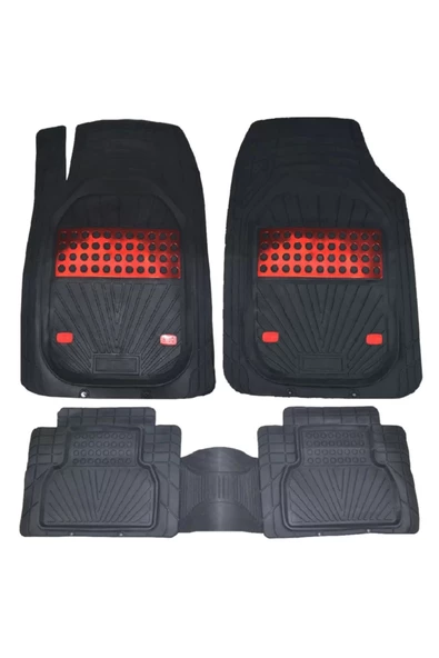 Range Rover Sport 2008-2012 Uyumlu Ekstra Kanallı Havuzlu Paspas Seti Krom Kırmızı 4D ürün görseli 1