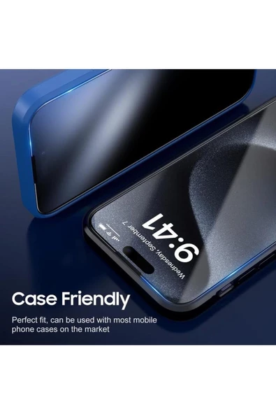 İphone16 Pro Uyumlu Elektriklenme Önleyici Anti-Static Tam Kaplayan Temperli Cam Ekran Koruyucu - Resim 5