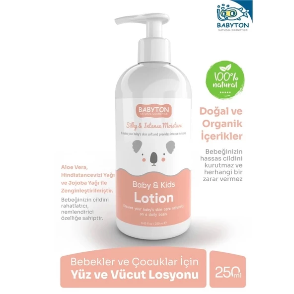 Babyton Bebek ve Çocuklar İçin Doğal Yüz ve Vücut Losyonu 250 ml