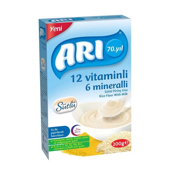 Arı 12 Vitaminli 6 Mineralli Sütlü Pirinç Unu 200 Gr