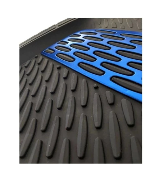 Volvo S40 1996-2004 Uyumlu Ekstra Kanallı Havuzlu Paspas Seti Krom Mavi 4D - Resim 4