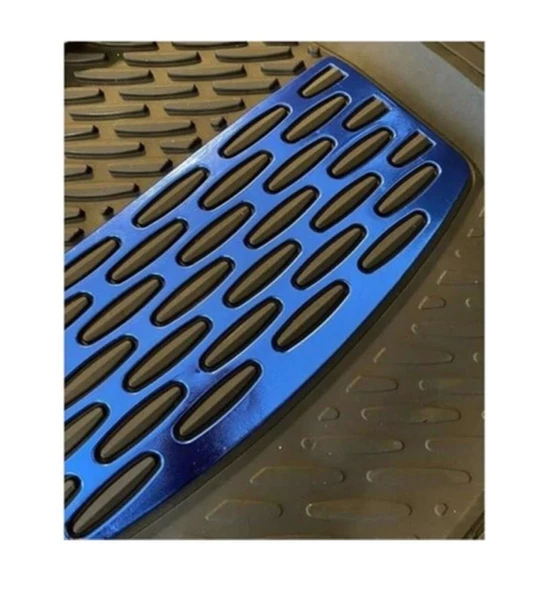 Renault Megane 2 2002-2008 Uyumlu Ekstra Kanallı Havuzlu Paspas Seti Krom Mavi 4D - 2