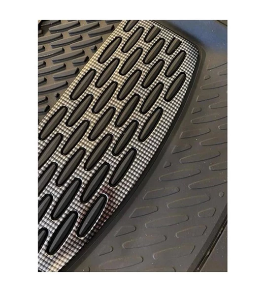 Jeep Cherokee 2014 ve ve Sonrası Uyumlu Ekstra Kanallı Havuzlu Paspas Seti Krom Gümüş 4D - Resim 2