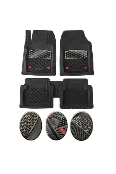 BMW X1 2015 ve Sonrası Uyumlu Ekstra Kanallı Havuzlu Paspas Seti Krom Gümüş 4D ürün görseli 1