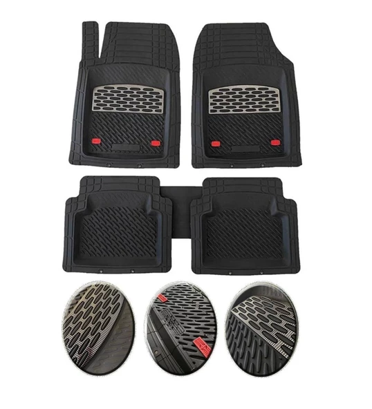 Ford Focus 1 1998-2005 Uyumlu Ekstra Kanallı Havuzlu Paspas Seti Krom Gümüş 4D