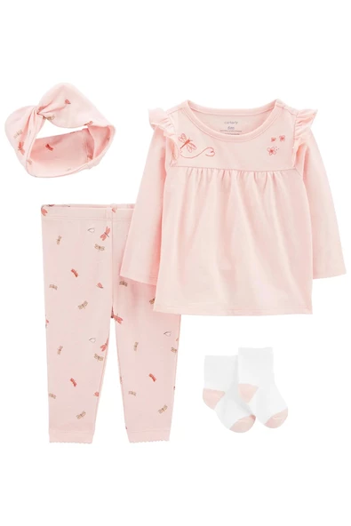 Carter's Layette Kız Bebek 4'Lü Set 1P559310 Karışık Renkli