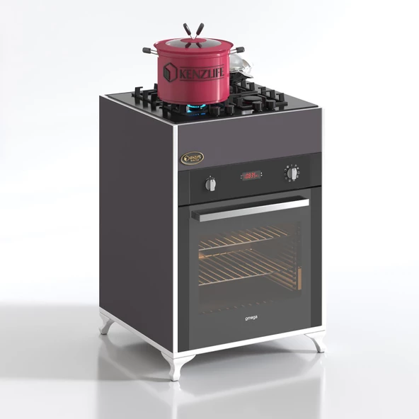 Kenzlife ankastre modülü kabini hafniyum gri fırın ocak dolabı ayaklı üstten - Resim 2