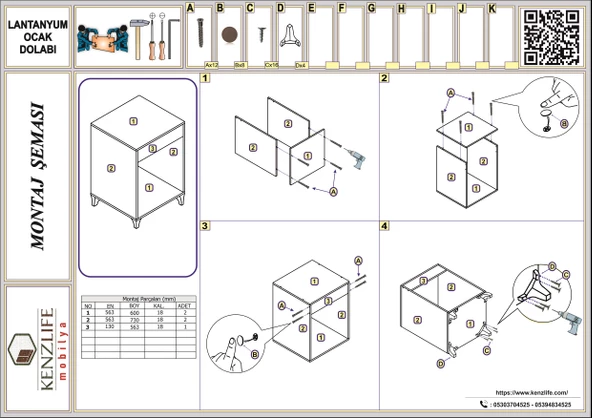 Kenzlife ankastre modülü kabini lantanyum crd fırın ocak dolabı sabit tabla ayaklı - Resim 4