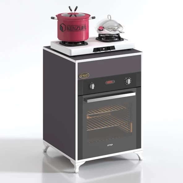 Kenzlife ankastre modülü kabini lantanyum gri fırın ocak dolabı sabit tabla ayaklı - Resim 2