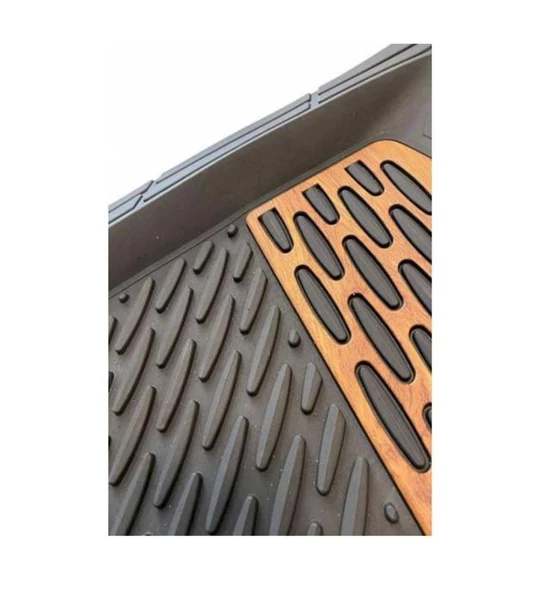 Jaguar S-Type 1999-2007 Manuel Uyumlu Ekstra Kanallı Havuzlu Paspas Seti Krom Meşe 4D - Resim 2