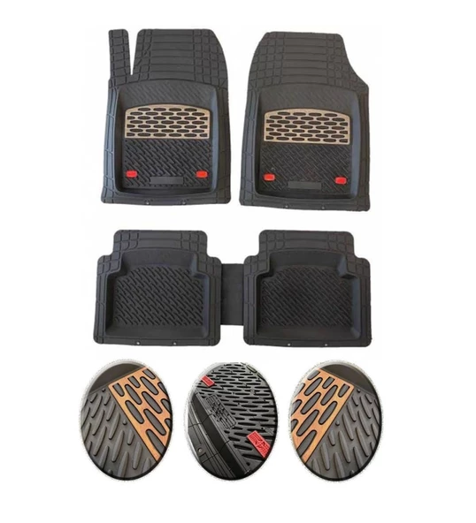 Renault Megane 1 1995-2002 Uyumlu Ekstra Kanallı Havuzlu Paspas Seti Krom Meşe 4D