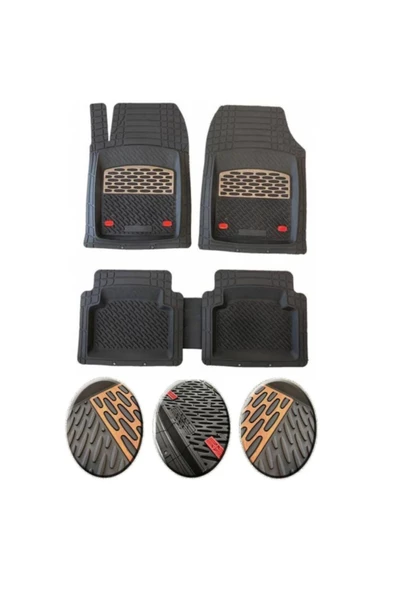 Opel Combo C 2001-2011 Uyumlu Ekstra Kanallı Havuzlu Paspas Seti Krom Meşe 4D