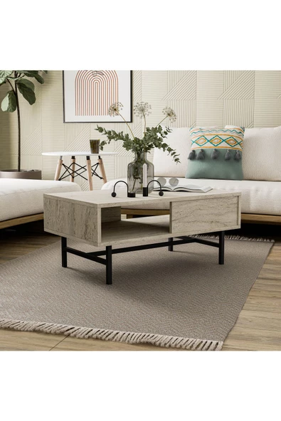 Mezza 4230 DIAMOND METAL AYAKLI ORTA SEHPA 90 CM TRAVERTEN - 5