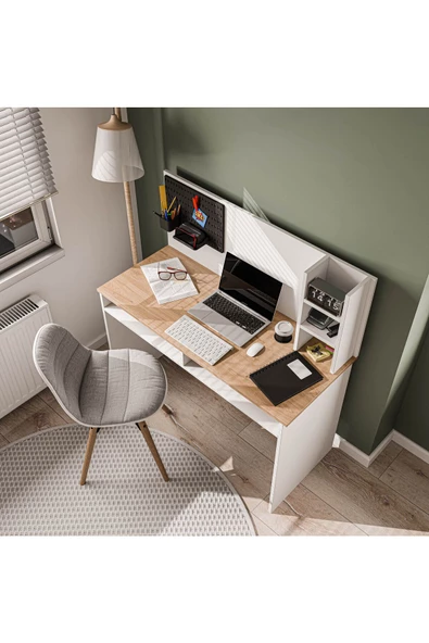 Mezza 1942 VICTUS 120 CM ORGANIZERLİ ÇALIŞMA MASASI SEPET BEYAZ - 5