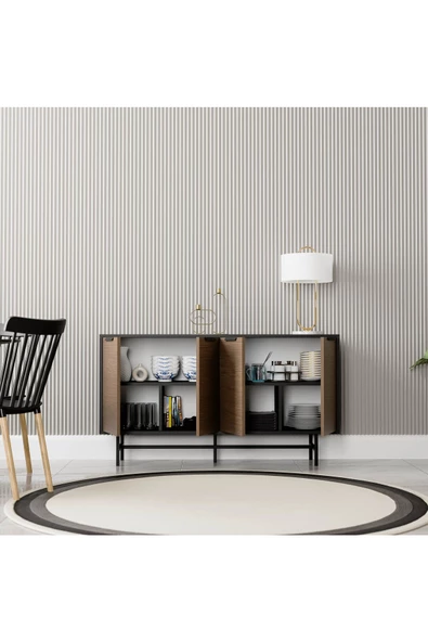 Mezza 4616 BLANCO 145 CM (METAL AYAKLI) KONSOL SİYAH KAPLAN - 5