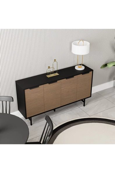 Mezza 4616 BLANCO 145 CM (METAL AYAKLI) KONSOL SİYAH KAPLAN - 3
